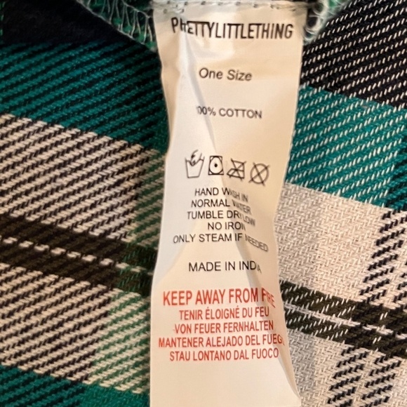 NWT PrettyLittleThings Green Check Oversized Long Sleeve Dad Shirt; One Size - Picture 9 of 10